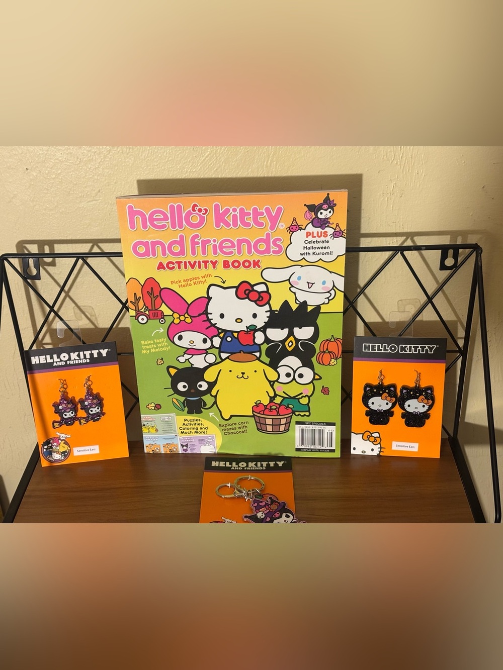 hello Kitty and friends activity book Halloween with Caromi hello Kitty earrings